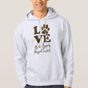 Kärlek är en fyra lagd benen på ryggen sweatshirt med luva