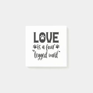 Kärlek är en fyraårig Rolig hund Ord-katt-lovers Post-it Block
