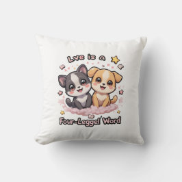 Kärlek är en fyralegerad Ord Pillow Cute Puppy Kudde