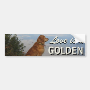 Kärlek är en Golden Retriever Bildekal