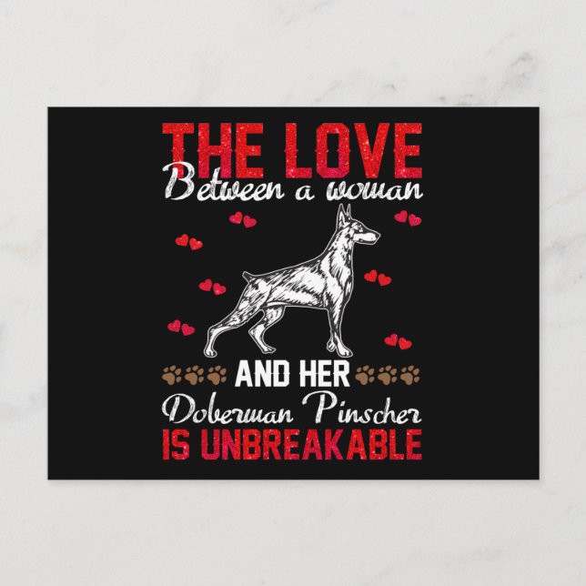 Kärlek är en obrytbar Doberman Pinscher Vykort (Framsida)