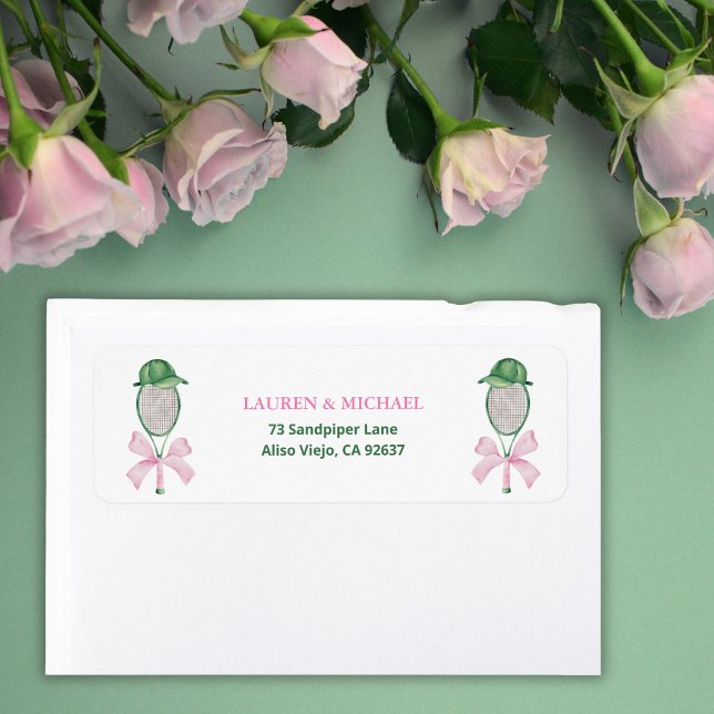 Kärlek är en perfekt matchning Tennis Bröllopsdusc Returadress Etikett (Skapare uppladdad)