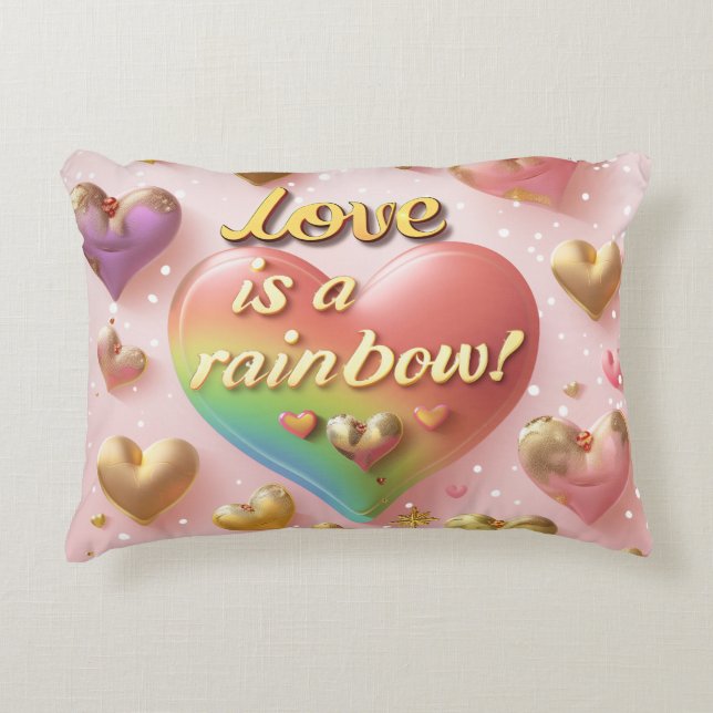 Kärlek är en regnbågsdigital konst prydnadskudde (Framsidan)