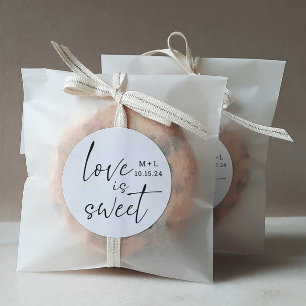 Kärlek är en svensk Calligraphy Wedding Favor Runt Klistermärke