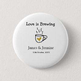Kärlek är ett bryggkaffe mugg guld-hjärtparet namn knapp