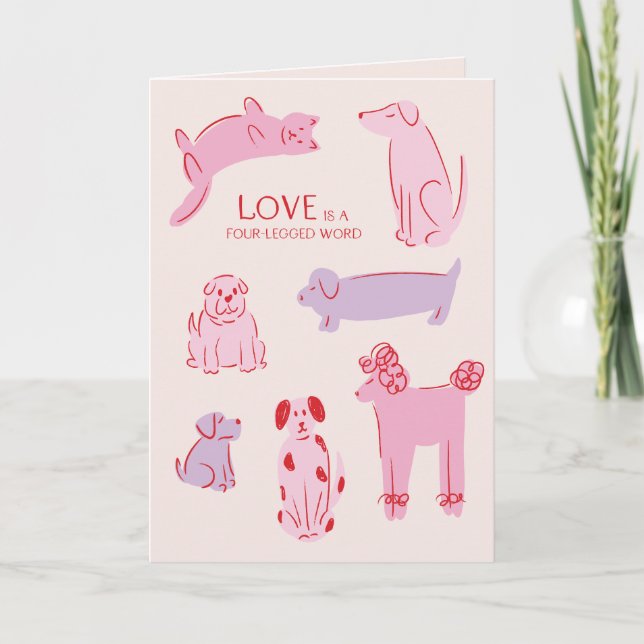 Kärlek är ett fyra äldre Ord Valentine-hälsningsko Kort (Framsida)