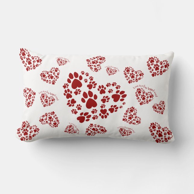 Kärlek är ett fyra lagt benen på ryggen ord lumbarkudde (Framsida)