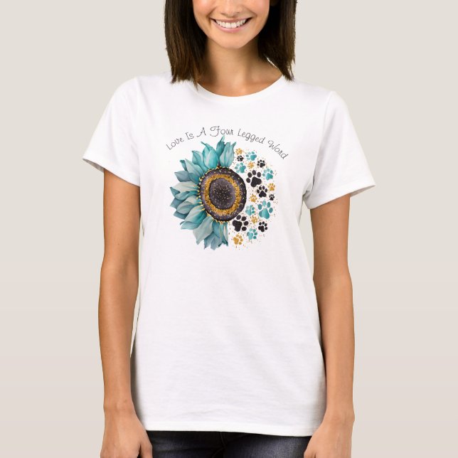 Kärlek är ett fyra Ord, Hund älskare, Hund, Mamma T Shirt (Framsida)