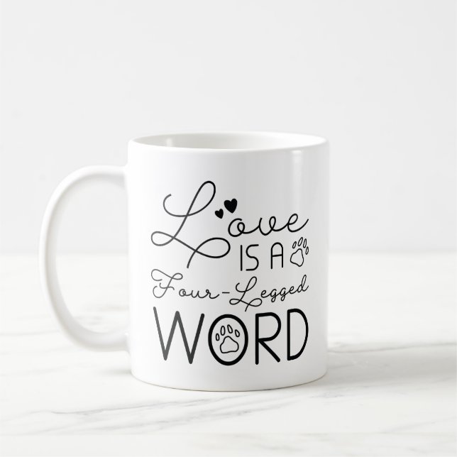 Kärlek är ett fyraåldrat Ord Kaffemugg (Vänster)