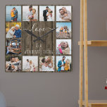 Kärlek är ett underbart fotopaket för Sak 12 Fyrkantig Klocka<br><div class="desc">Fotoklocka med citat från lycklig och 12 av dina favoriter i bilderna familj och vänner. Fotomallen är inställd för att du ska kunna skapa ditt eget rutnätsfoto stil till ram. Citatet lyder:"kärlek är ett underbart sak". Formgivningen är skriven i handskrivet skript i elegant och typsnitt i smala med en rustik...</div>
