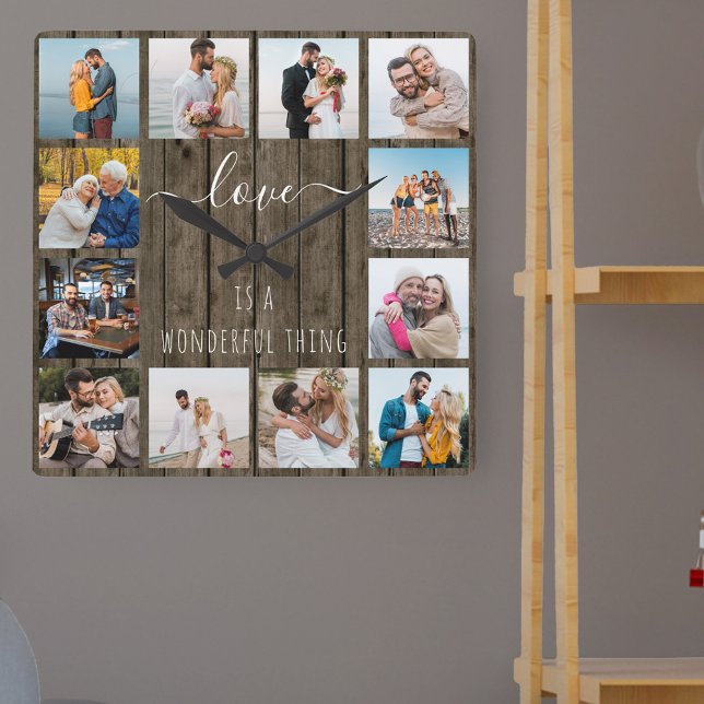 Kärlek är ett underbart fotopaket för Sak 12 Fyrkantig Klocka (Love is a wonderful thing and so is a custom made photo gift for family, newlyweds, anniversaries ..)