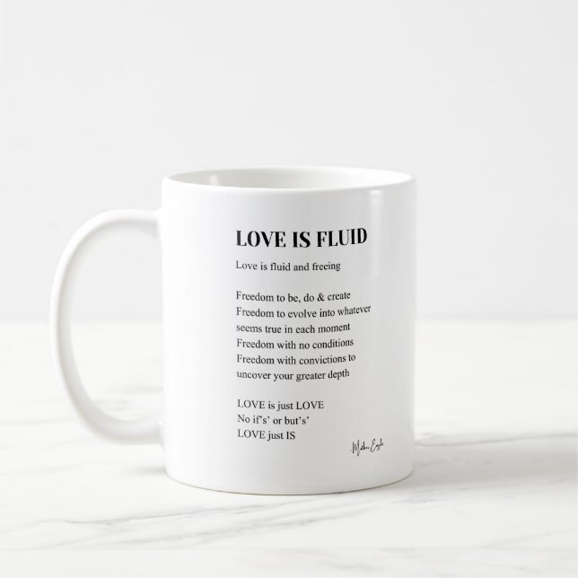 Kärlek är flytande dikt poetry wall art kaffe te m kaffemugg (Vänster)