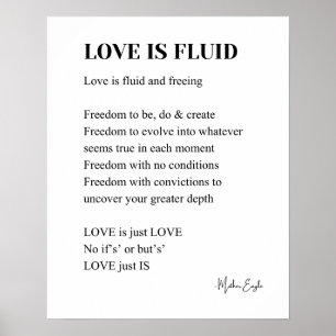 Kärlek är flytande dikt poetry wall art poster