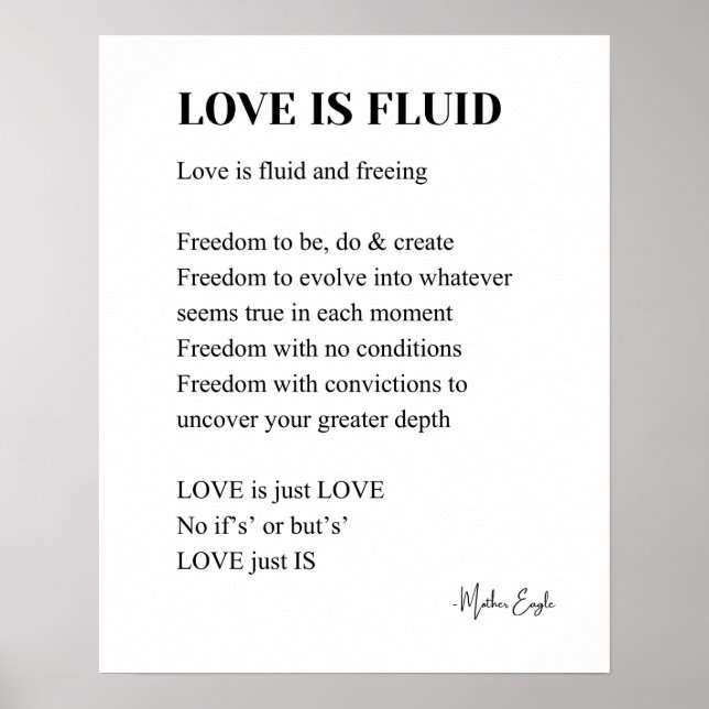 Kärlek är flytande dikt poetry wall art poster (Framsidan)