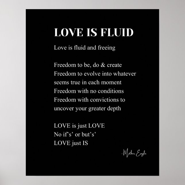 Kärlek är flytande dikt poetry wall art poster sva (Framsidan)