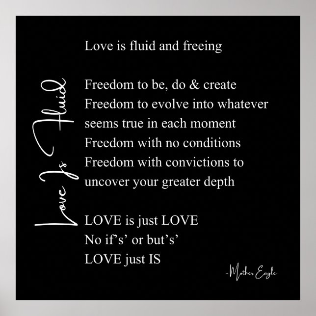 Kärlek är flytande dikt poetry wall art poster sva (Framsidan)