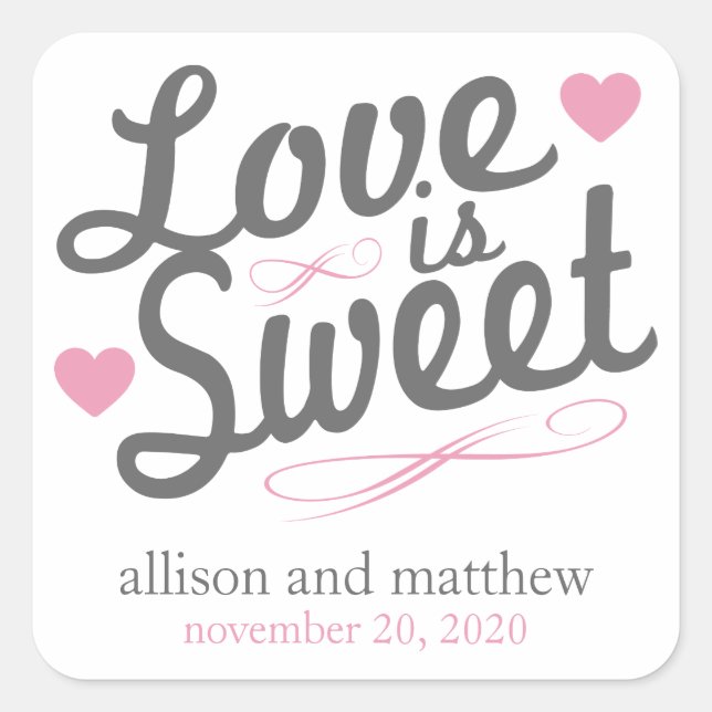 Kärlek är gamla gamla, feta etiketter (Grått/Rosa) (Framsida)