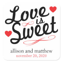 Kärlek är gamla, söta etiketter (svart/röd)