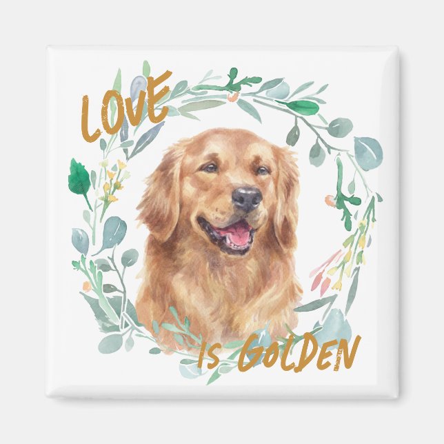 Kärlek är Golden Retriever Wand Magnet (Framsidan)