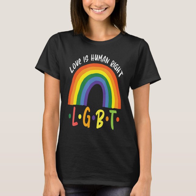 Kärlek är HBT-Pridet Rainbow Valentine D. Höger T Shirt (Framsida)