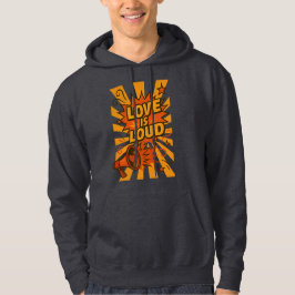 Kärlek är högljudd, djärv seriefigur-stil utsaga hoodie