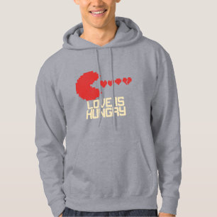 Kärlek är hungrig – Retro Pixel Hearts Hoodie