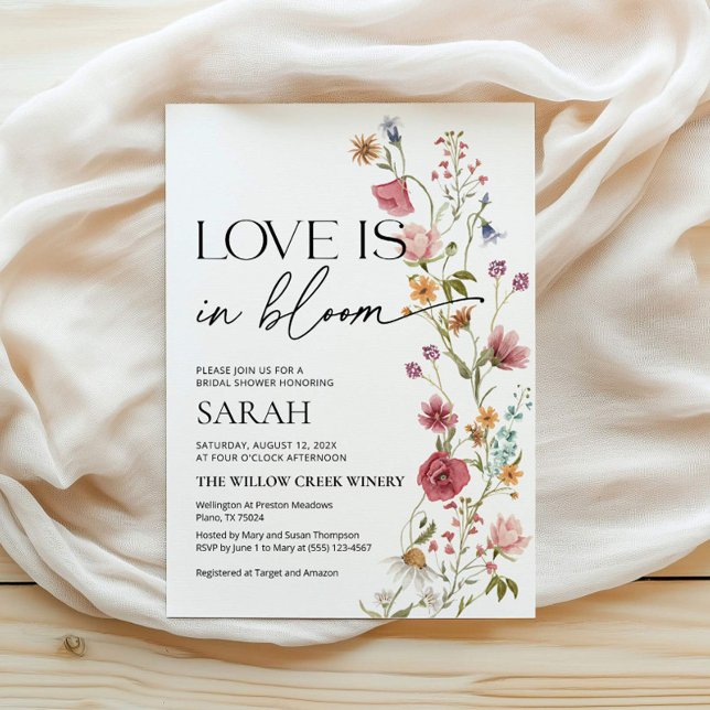 Kärlek är i blobinbjudan | Möhippa Inbjudan (love is in bloom bridal shower invitation)