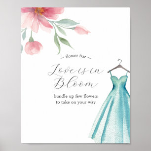 Kärlek är i blom Blomsterbar Poster Blå klänning