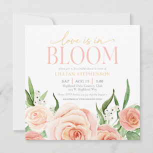 Kärlek är i blom Blush Rosa Blommig Bröllopsfest Inbjudningar