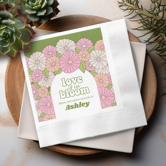 Kärlek är i blom - Boho blommor Bröllopsdusch Pappersservett (Shower Napkins)