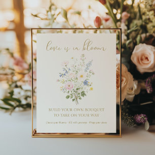 Kärlek är i blom Bouquet Bar Bröllopsdusch Poster