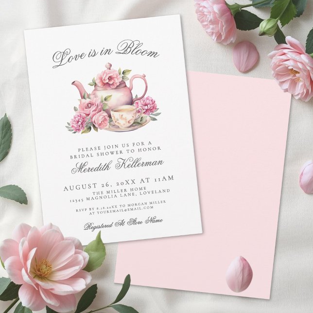 Kärlek är i blom Floral bröllopsdusch Inbjudningar (Love Is In Bloom Floral Bridal Shower Invitation)