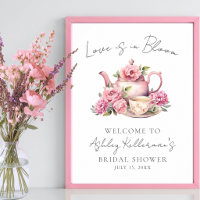 Kärlek är i blom Floral Te Bröllopsdusch skylt