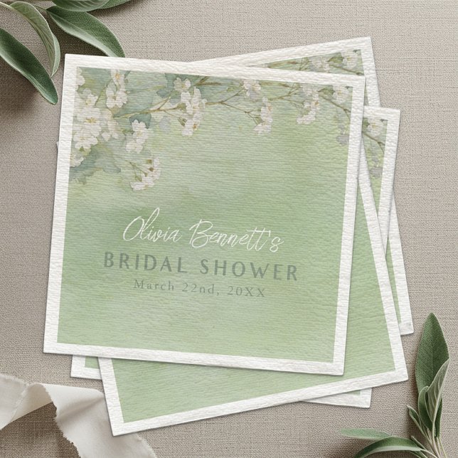 Kärlek är i blom Gröna blomsterbröllopsdusch serve Pappersservett (Bridal Shower Napkins)