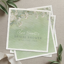 Kärlek är i blom gröna blomsterbröllopsfest servet pappersservett