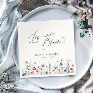 Kärlek är i blom Navy Vildblomma Rustik Bröllop Pappersservett