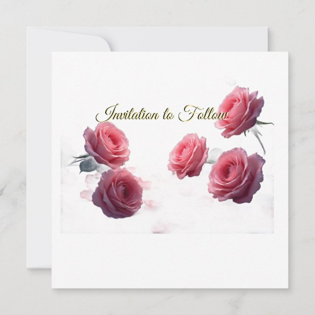 Kärlek är i blom Pink Roses Spara datum Bröllop (Baksida)