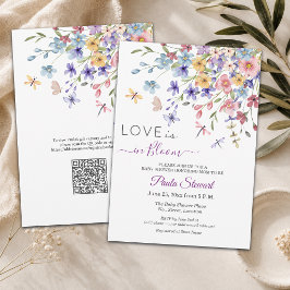 Kärlek är i blom QR-kod Baby Shower Inbjudningar