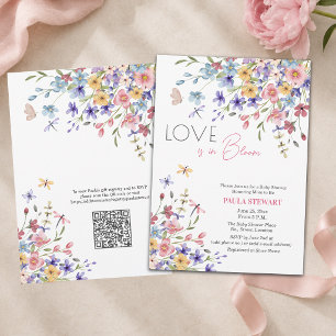 Kärlek är i blom QR-kod Rosa Baby Shower Inbjudningar