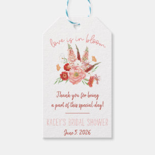 Kärlek är i blom! Röd & Rosa Bouquet Bröllopsfest Presentetikett