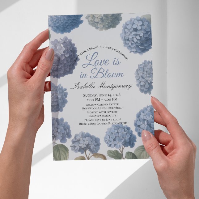 Kärlek är i blom - Tidlös Hydrangea Inbjudningar (Love Is in Bloom Timeless Hydrangea Invitations)