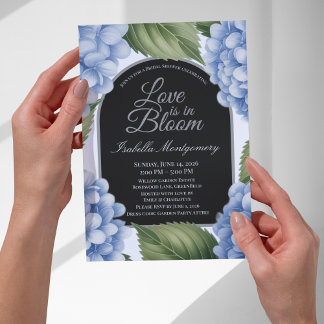 Kärlek är i blom unik hydrangea bröllopsdusch inbjudningar