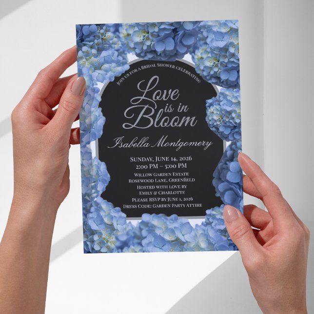 Kärlek är i blomman estetisk blå hortensia inbjudningar (Love Is in Bloom Aesthetic Blue Hydrangea Invitations
)