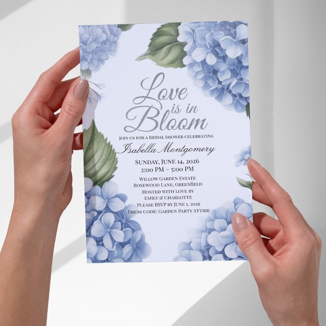 Kärlek är i blomman estetisk feminin hortensia inbjudningar (Love Is in Bloom Aesthetic Feminine Hydrangea Invitations)