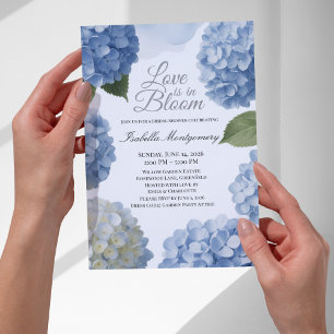Kärlek är i blomman Feminina Blå Hydrangea Inbjudningar