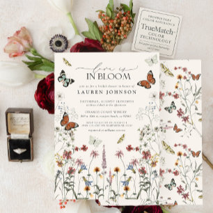 Kärlek är i blommande Boho fjärilar bröllopskalas Inbjudningar