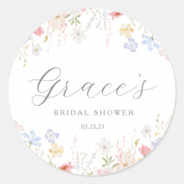 Kärlek är i blommande bröllopsdusch presentkort runt klistermärke