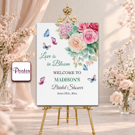 Kärlek är i blommande fjärilar Bröllopsdusch Välko Poster