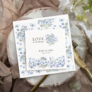 Kärlek är i Blommigten Bloom Periwinkle Wildblomme Pappersservett
