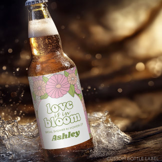 Kärlek är i Bloom - Boho Flowers Möhippa Ölflaska Etikett